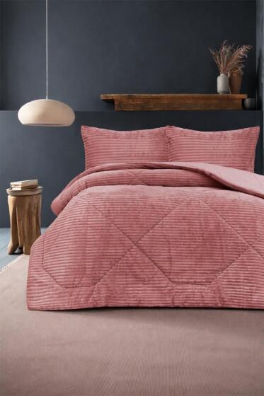 Saray Çift Kişilik Yatak Örtüsü 220x240 Gül Kurusu - Çeyiz Diyarı