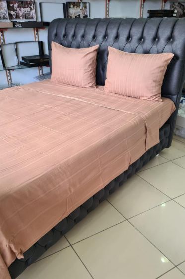 Satin Kinox Armürlü Çift Kişilik Nevresim Takımı Kahverengi - Çeyiz Diyarı