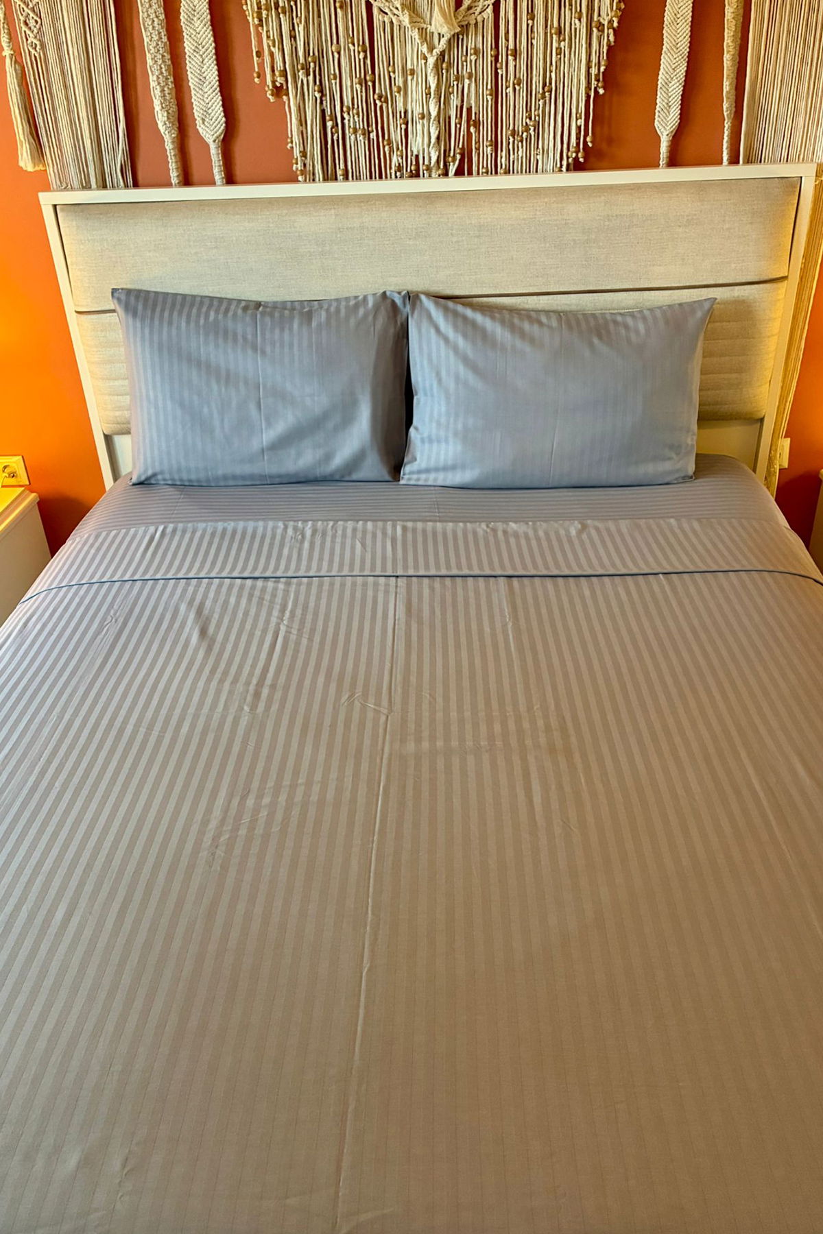 Satin Zarif Armürlü Çift Kişilik Nevresim Takımı Gri - 3