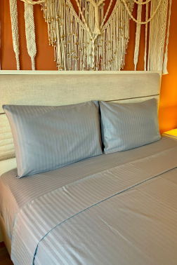 Satin Zarif Armürlü Çift Kişilik Nevresim Takımı Gri - 4