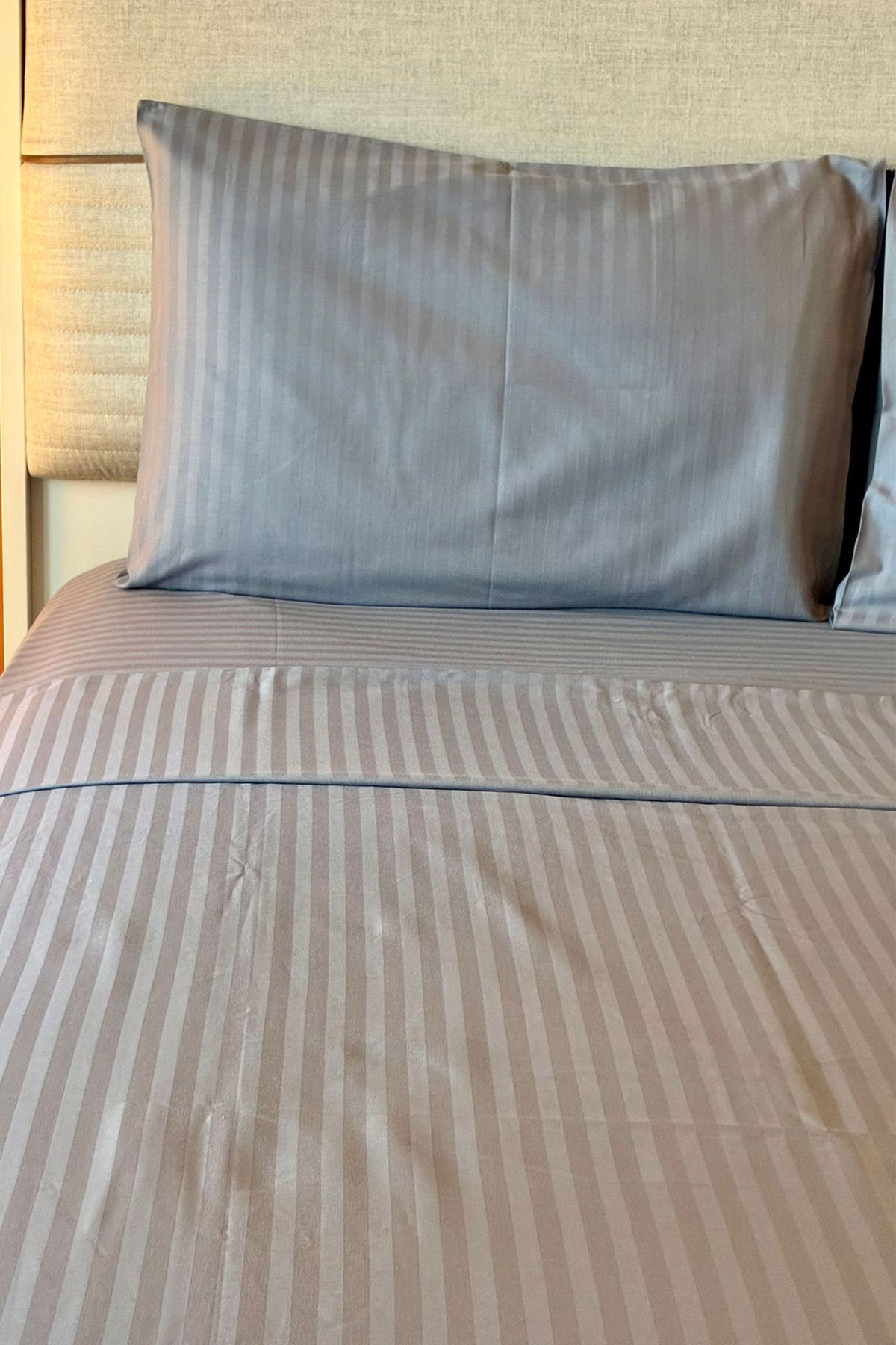 Satin Zarif Armürlü Çift Kişilik Nevresim Takımı Gri - 6