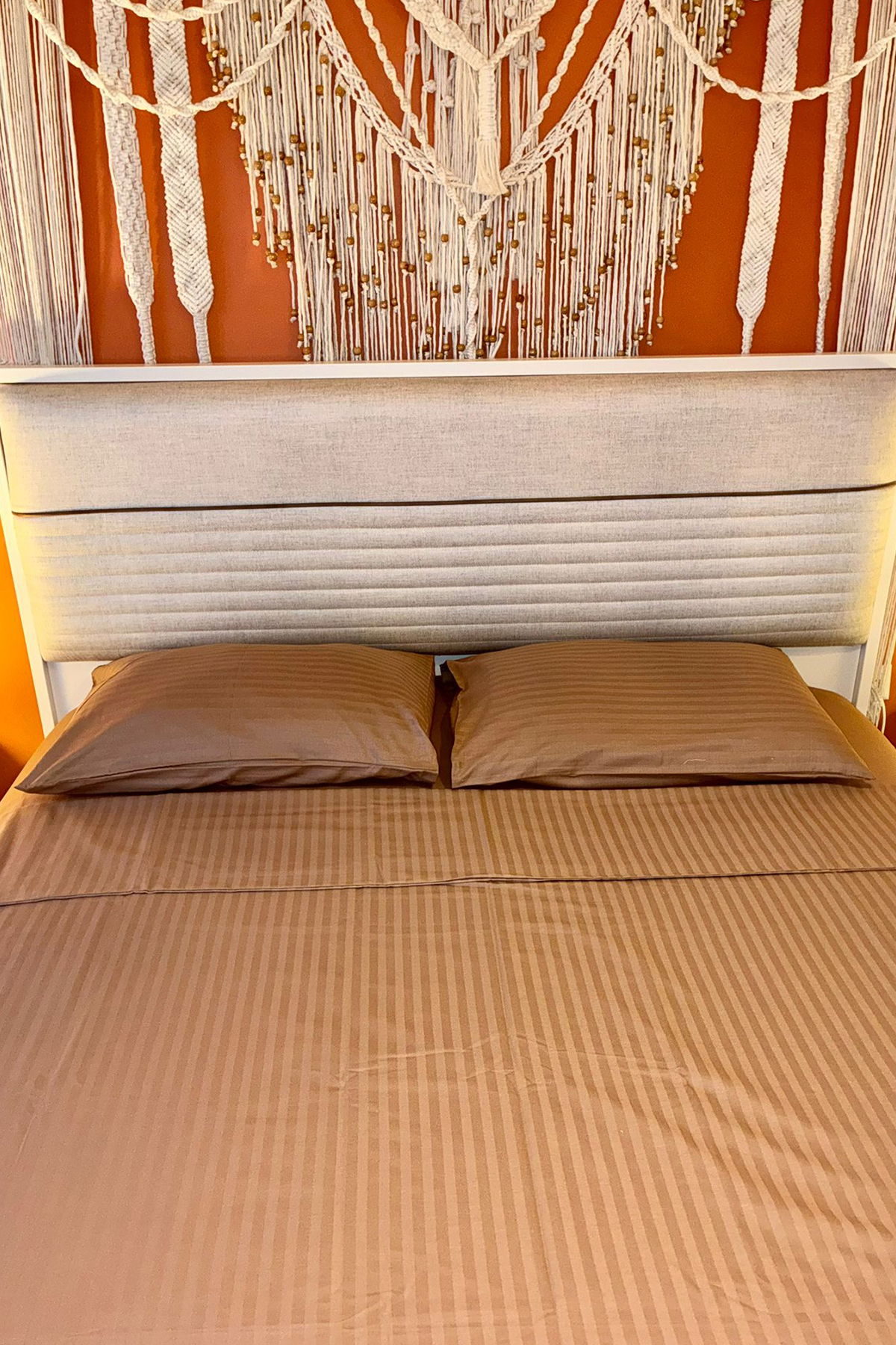 Satin Zarif Armürlü Çift Kişilik Nevresim Takımı Kahverengi - 2