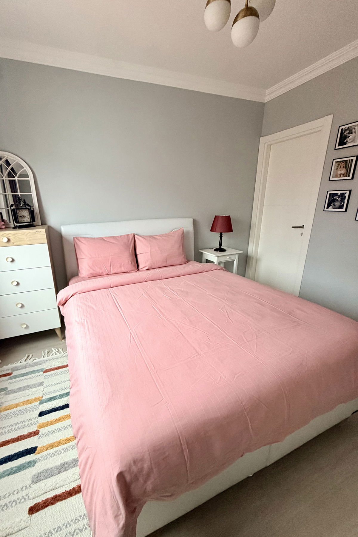 Satin Zarif Armürlü Çift Kişilik Nevresim Takımı Pudra - 2