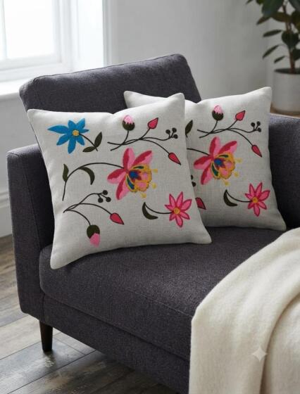 Savana 2li Punch Nakışlı Kırlent Kılıfı 45x45 Cm - Çeyiz Diyarı