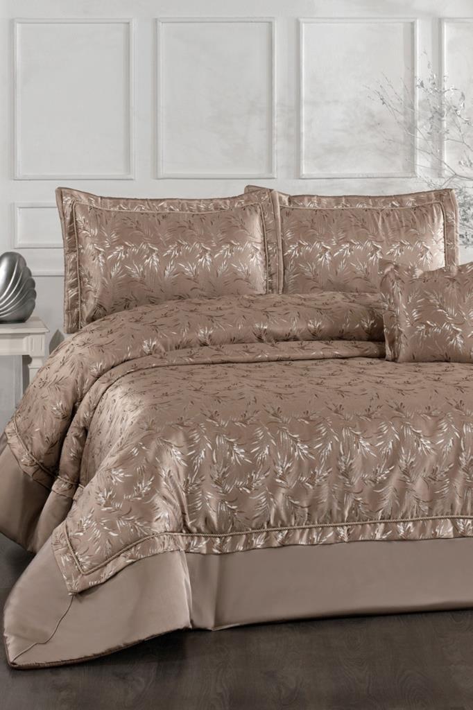 Savana Elyaf Dolgulu Çift Kişilik 250x255 Cm Yatak Örtüsü Vizon - 1