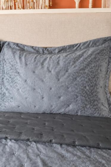 Secret Elyaf Dolgulu Çift Kişilik 240x260 Cm Yatak Örtüsü Antrasit - Çeyiz Diyarı (1)