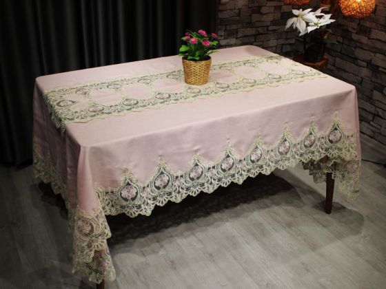 Selina Linen Masa Örtüsü Pudra 160x260 Cm - Çeyiz Diyarı