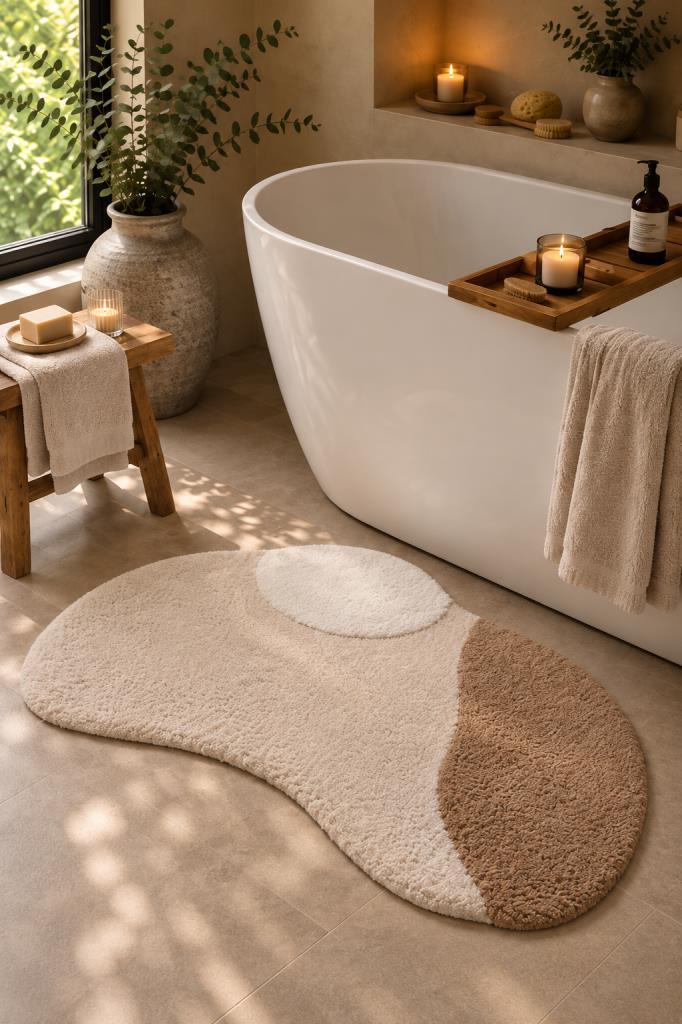 Selly %100 Pamuk 65x90 cm Banyo Paspası Bej - 1