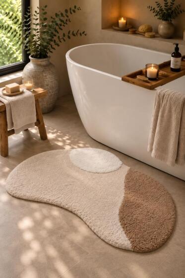 Selly %100 Pamuk 65x90 cm Banyo Paspası Bej - Çeyiz Diyarı
