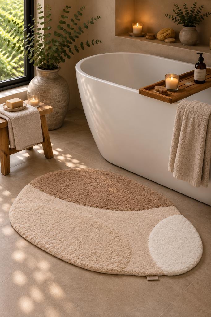 Selly %100 Pamuk 70x110 cm Banyo Paspası Bej - 1