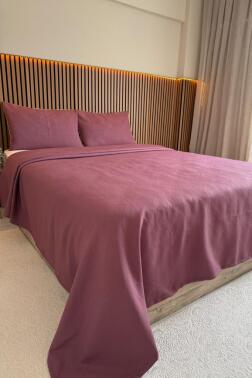 Selvi 3 Parça Çift Kişilik Yatak Örtüsü 235x245 cm Bordo - 1