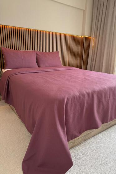Selvi 3 Parça Çift Kişilik Yatak Örtüsü 235x245 cm Bordo - Çeyiz Diyarı
