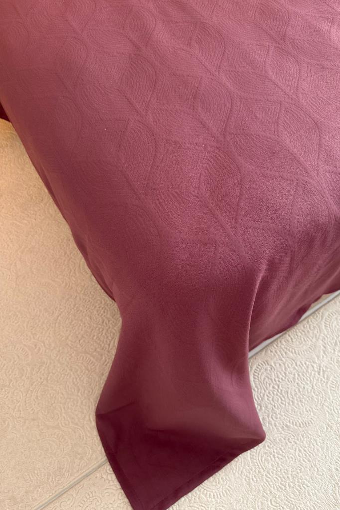Selvi 3 Parça Çift Kişilik Yatak Örtüsü 235x245 cm Bordo - 3