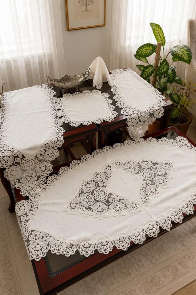 Serap Gardenya Salon Takımı 5 Parça Krem - 1