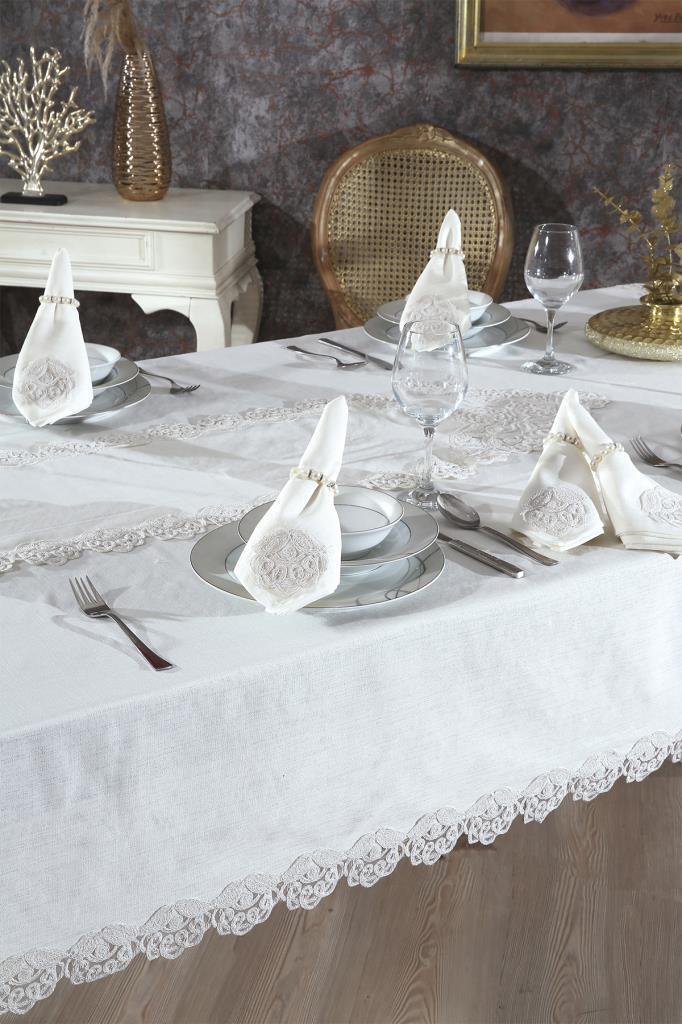 Serap Masa Örtüsü 26 Parça Krem - 2