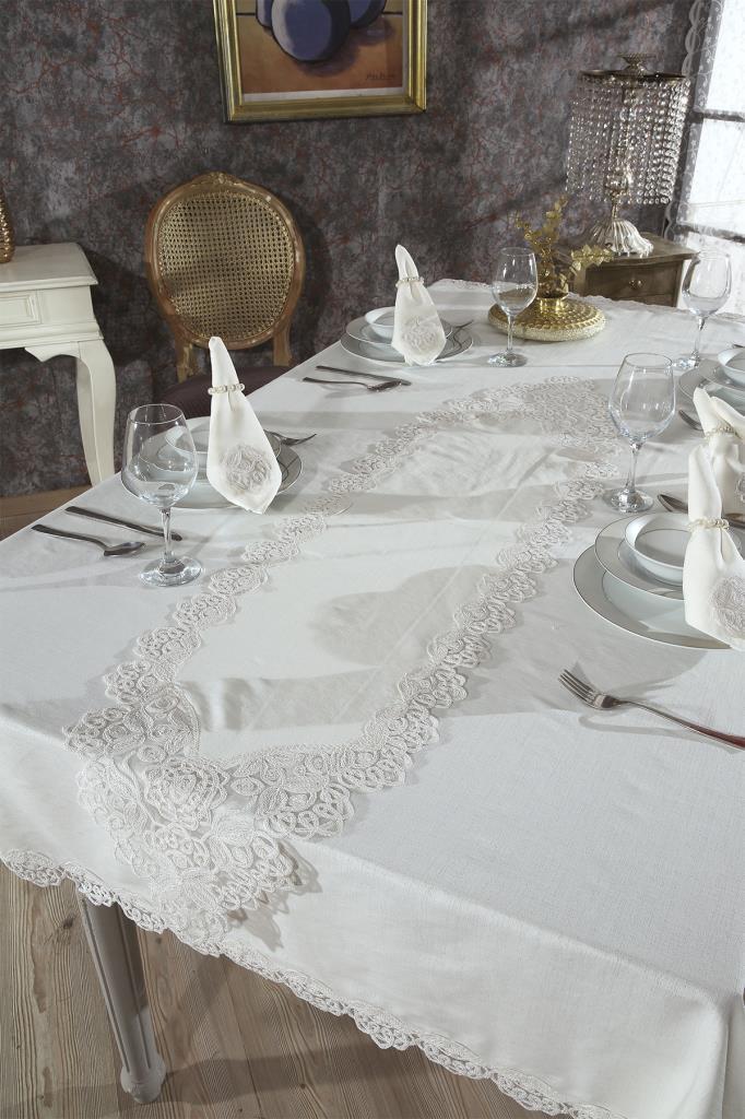 Serap Masa Örtüsü 26 Parça Krem - 4