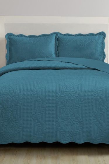 Sevda Mikro Soft Çift Kişilik Yatak Örtüsü Yeşil - Çeyiz Diyarı