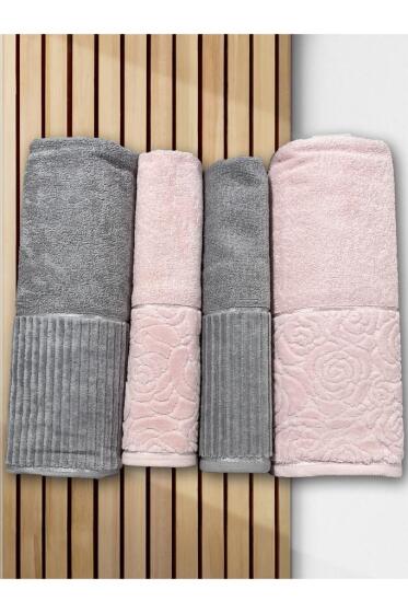 Sevgi Hamam Takımı 4 Parça Gri - Pudra - Çeyiz Diyarı
