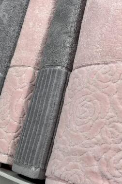 Sevgi Hamam Takımı 4 Parça Gri - Pudra - 3