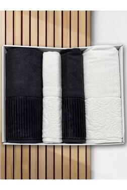 Sevgi Hamam Takımı 4 Parça Krem - Antrasit - 1