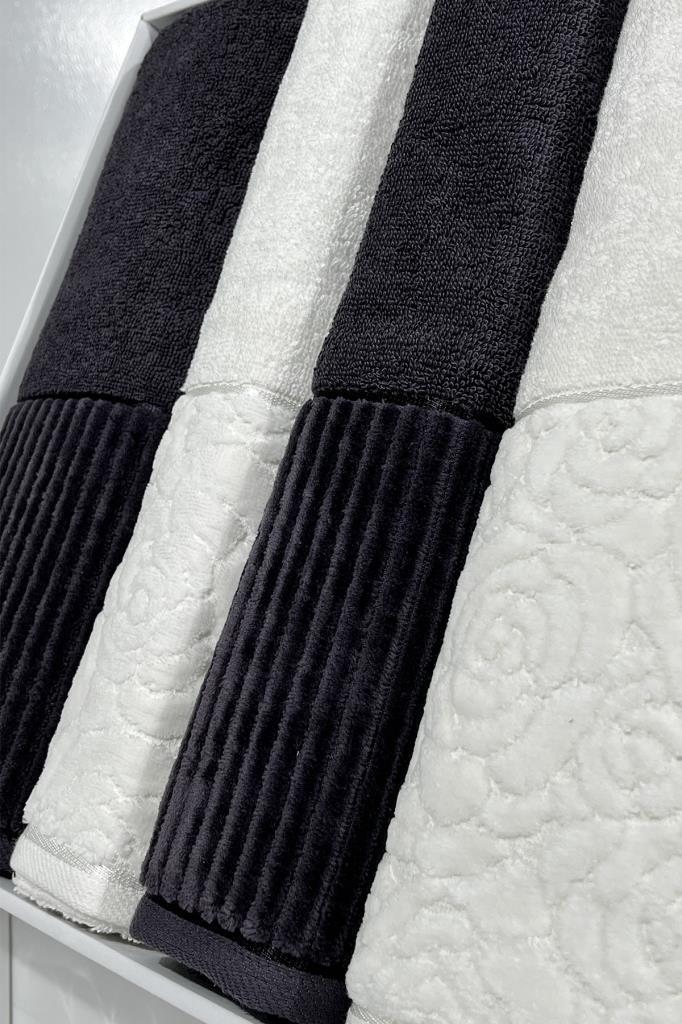 Sevgi Hamam Takımı 4 Parça Krem - Antrasit - 3