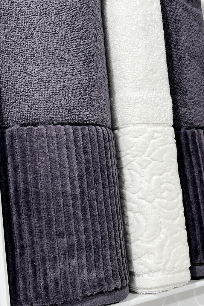 Sevgi Hamam Takımı 4 Parça Krem - Antrasit - 4