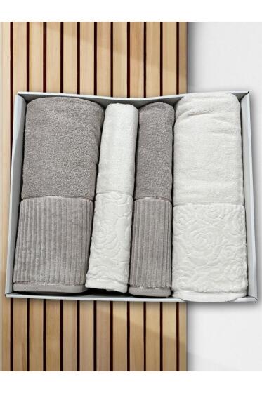 Sevgi Hamam Takımı 4 Parça Krem - Bej - Çeyiz Diyarı