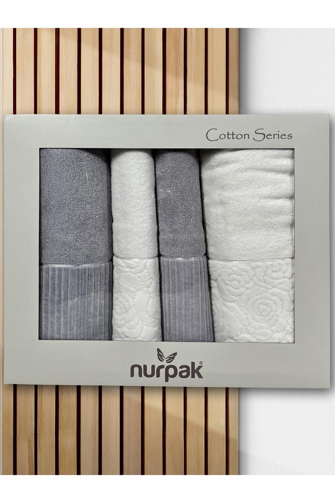 Sevgi Hamam Takımı 4 Parça Krem - Gri - 2