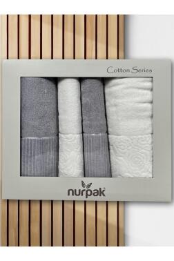 Sevgi Hamam Takımı 4 Parça Krem - Gri - 2