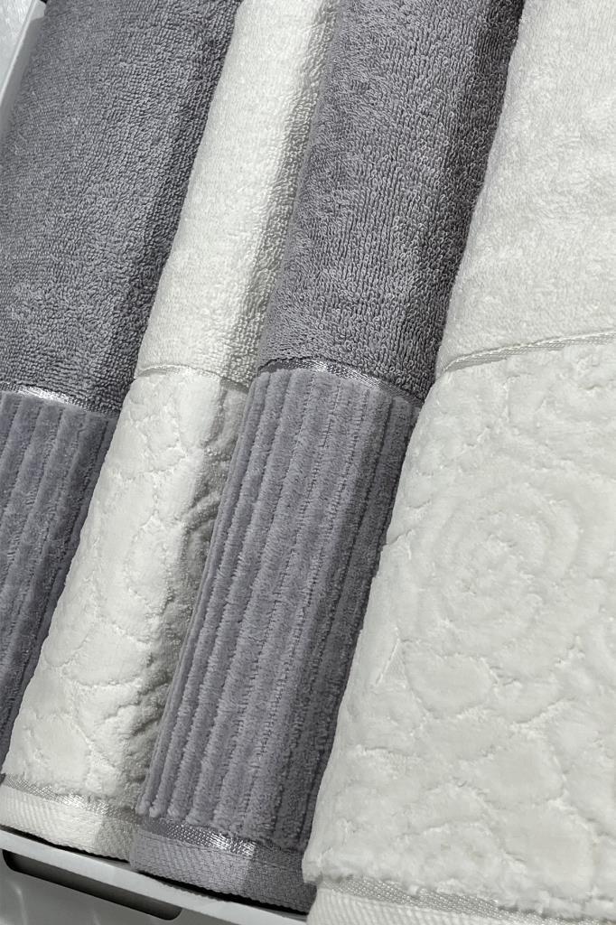 Sevgi Hamam Takımı 4 Parça Krem - Gri - 3