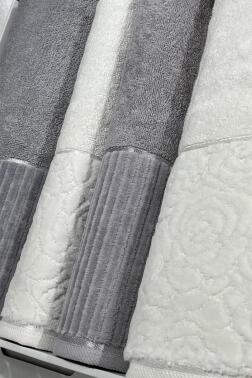 Sevgi Hamam Takımı 4 Parça Krem - Gri - 3