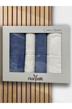 Sevgi Hamam Takımı 4 Parça Krem - Mavi - 2