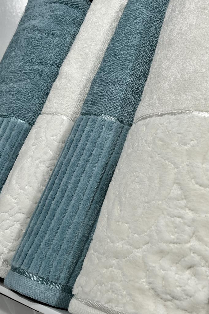 Sevgi Hamam Takımı 4 Parça Krem - Petrol - 3