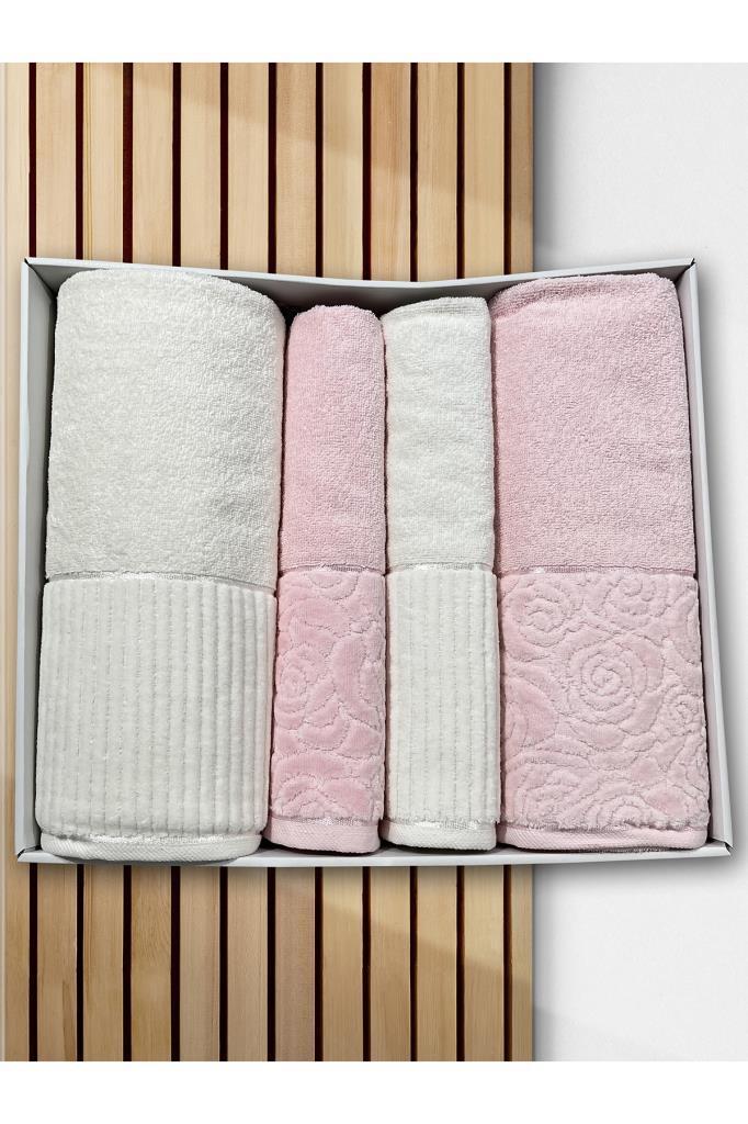 Sevgi Hamam Takımı 4 Parça Krem - Pudra - 1