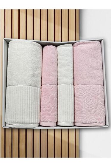 Sevgi Hamam Takımı 4 Parça Krem - Pudra - Çeyiz Diyarı