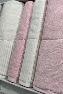 Sevgi Hamam Takımı 4 Parça Krem - Pudra - 3