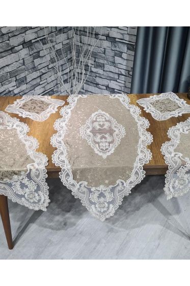 Sevgi Kadife Kordone 5 Parça Salon Takımı Cappucino - Çeyiz Diyarı