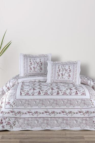 Sevora Baskılı Kapitoneli Çift Kişilik Yatak Örtüsü Gül Kurusu - Çeyiz Diyarı