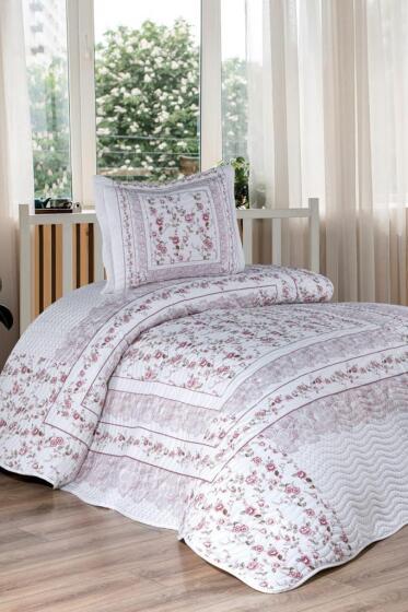 Sevora Baskılı Kapitoneli Tek Kişilik Yatak Örtüsü Gül Kurusu - Çeyiz Diyarı
