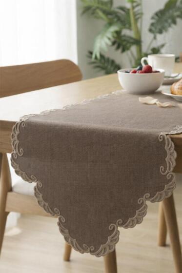 Shelly Keten Aplikeli Runner 40x120 cm - Çeyiz Diyarı (1)