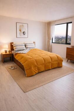 Sherpa Peluş Çift Kişilik Lastikli Çarşaflı Comforter Set Cappucino - 1