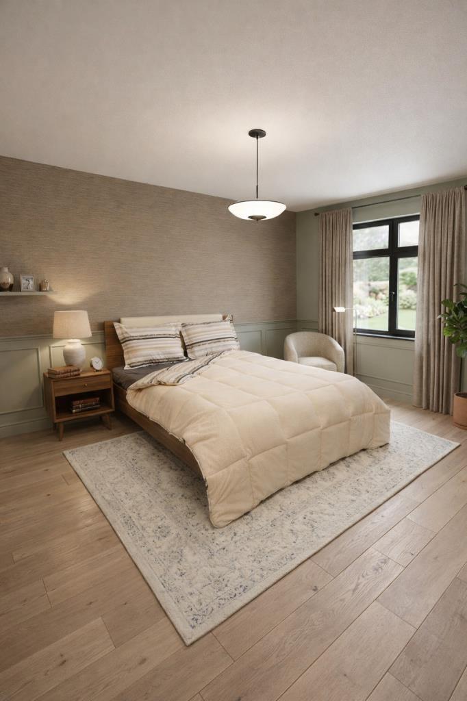 Sherpa Peluş Çift Kişilik Lastikli Çarşaflı Comforter Set Krem - 1