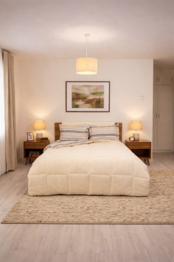Sherpa Peluş Çift Kişilik Lastikli Çarşaflı Comforter Set Krem - 1