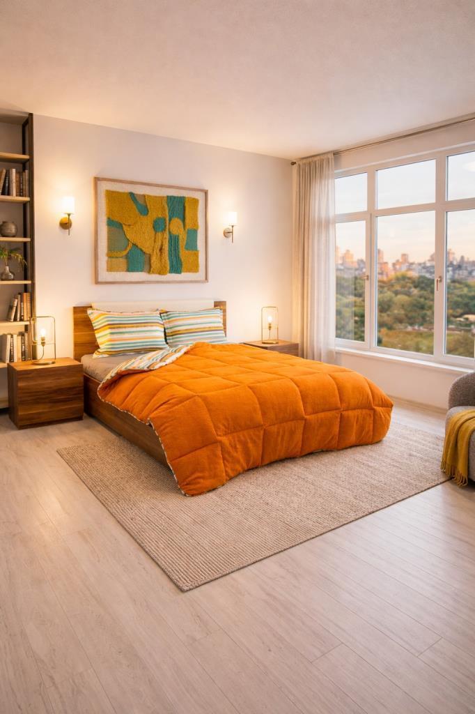 Sherpa Peluş Çift Kişilik Lastikli Çarşaflı Comforter Set Turuncu - 1