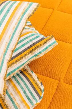 Sherpa Peluş Çift Kişilik Lastikli Çarşaflı Comforter Set Turuncu - 2