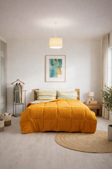 Sherpa Peluş Çift Kişilik Lastikli Çarşaflı Comforter Set Turuncu - Çeyiz Diyarı