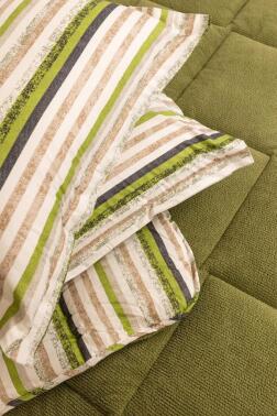 Sherpa Peluş Tek Kişilik Lastikli Çarşaflı Comforter Set Haki - 2