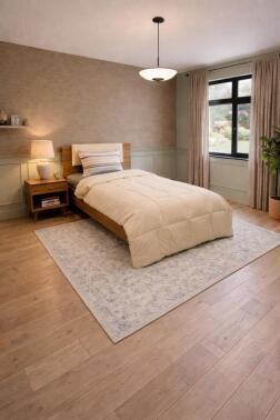 Sherpa Peluş Tek Kişilik Lastikli Çarşaflı Comforter Set Krem - 1