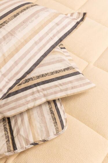 Sherpa Peluş Tek Kişilik Lastikli Çarşaflı Comforter Set Krem - Çeyiz Diyarı (1)