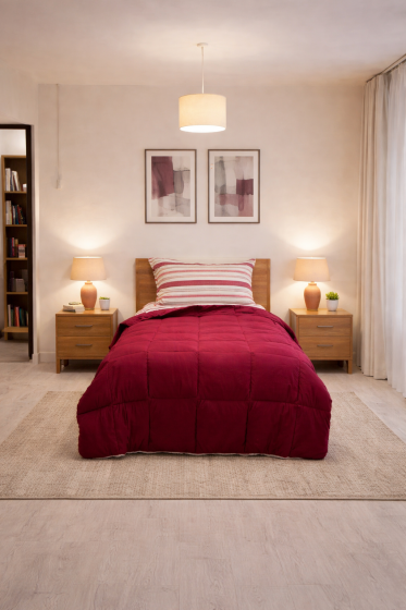 Sherpa Peluş Tek Kişilik Lastikli Çarşaflı Comforter Set Mürdüm - Çeyiz Diyarı